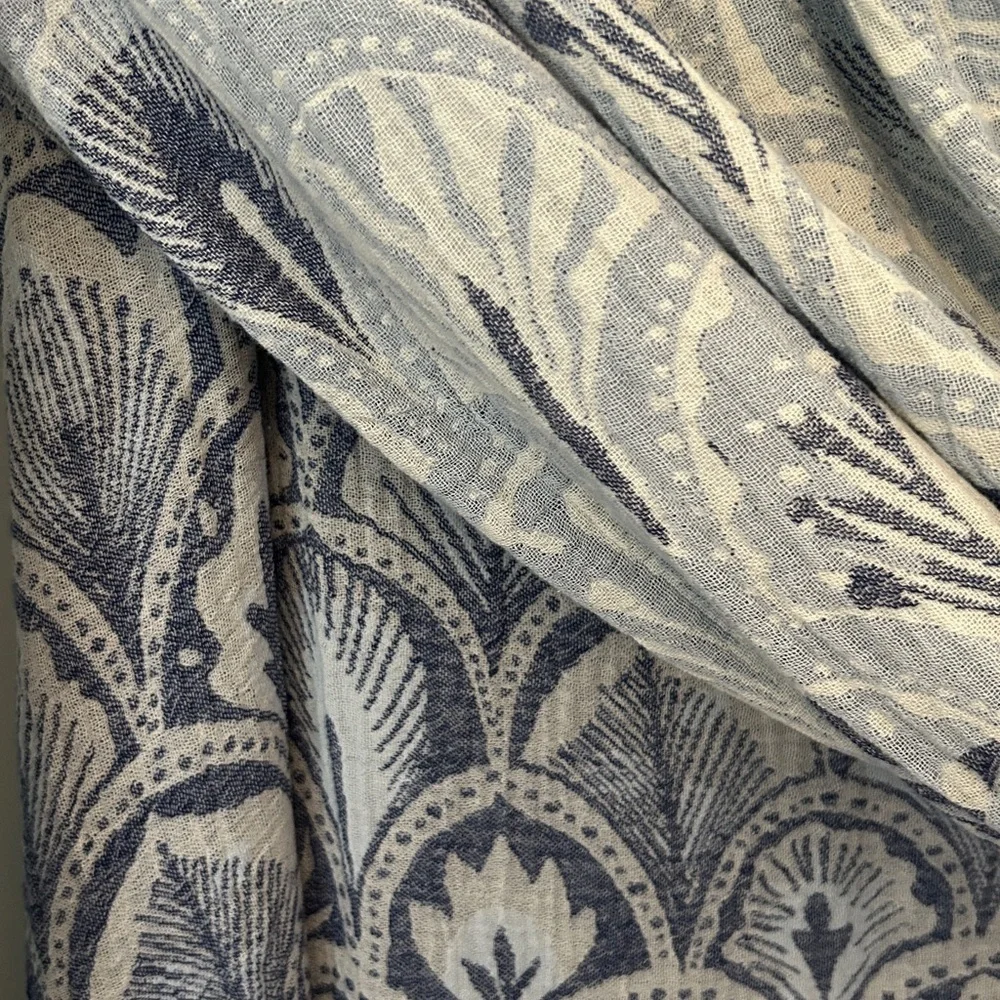 DECO SUCCULENTS in Blues Loom Weave Organic Cotton Set of 4  Curtains Tapestries
